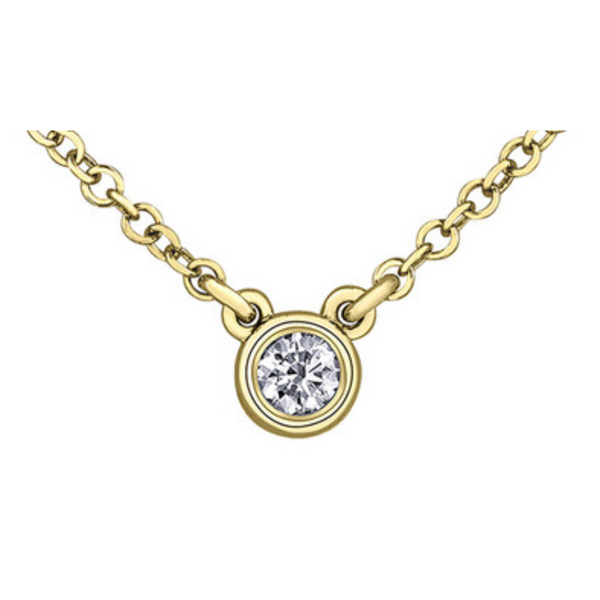 14K Yellow Gold Canadian Diamond Bezel Necklace