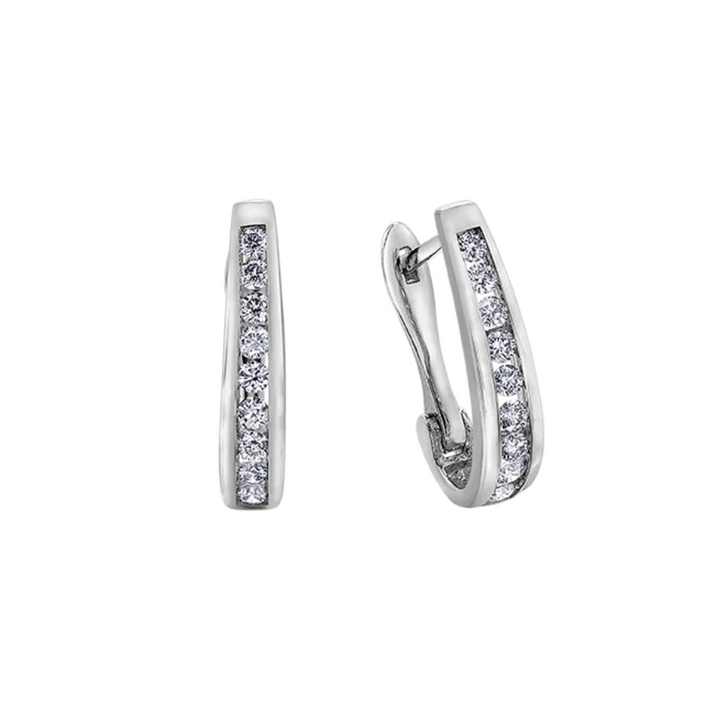 10K White Gold .50ctw Diamond Leverback Earrings