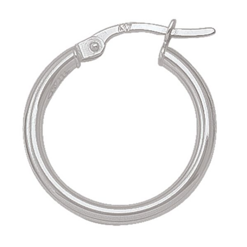 10K White Gold Round Hoop Earrings