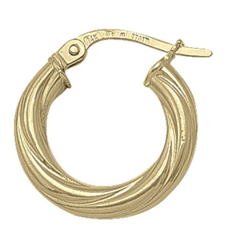 10K Yellow Gold Small Twisted Hoop Earrings