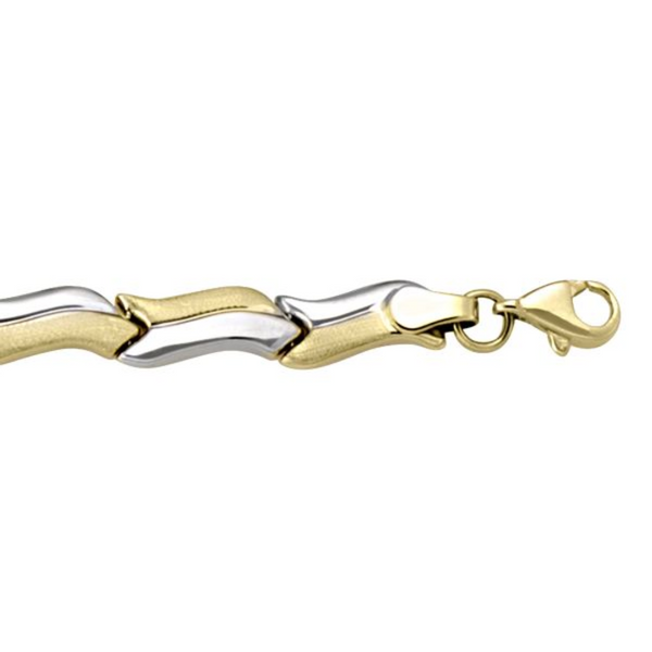 10K Yellow & White Gold Brushed and Polished Links Bracelet