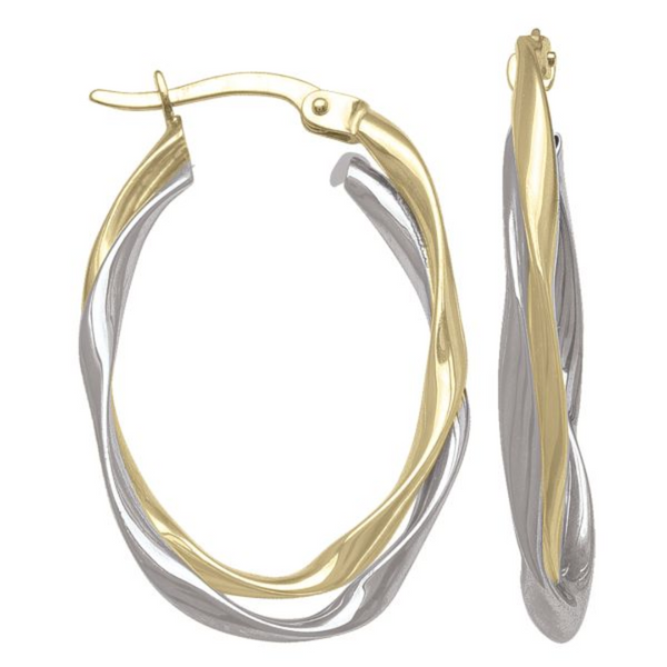 10K Yellow & White Twisted Oval Hoops