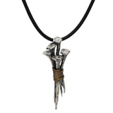 John Varvatos Silver Nails Pendant on Leather Chain