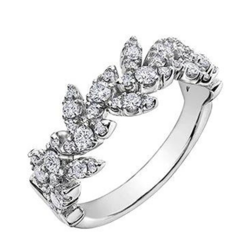 10K White Gold Fancy .50ctw Diamond Ring