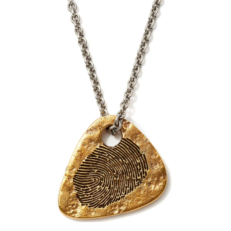 John Varvatos Brass Guitar Pick Pendant on Chain