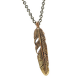 John Varvatos Brass Feather Pendant on Chain