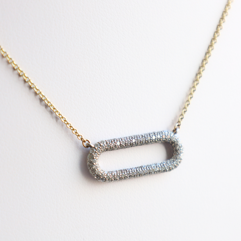 10K Yellow & White Gold Diamond Paperclip Necklace