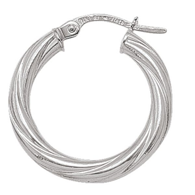 10K White Gold Classic Twist Hoops