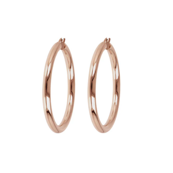 Bronzallure 18K Rose Gold Plated Shiny Hoop Earrings