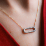 10K Yellow & White Gold Diamond Paperclip Necklace
