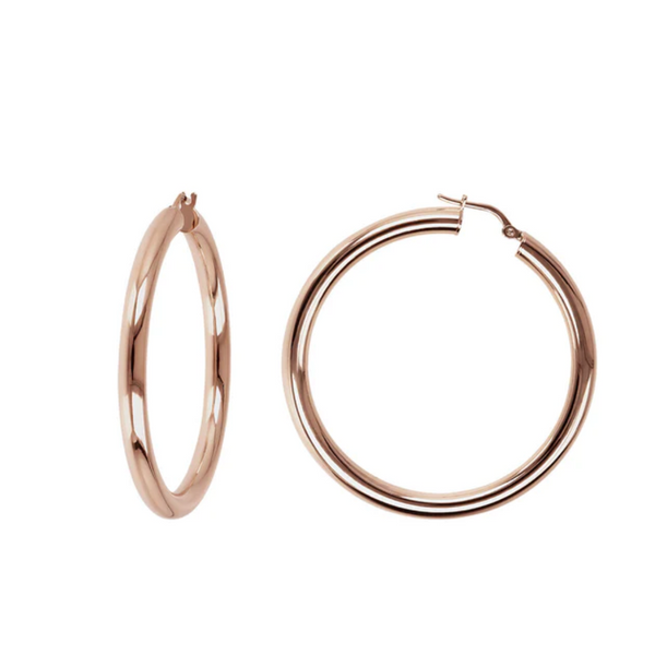Bronzallure 18K Rose Gold Plated Shiny Hoop Earrings