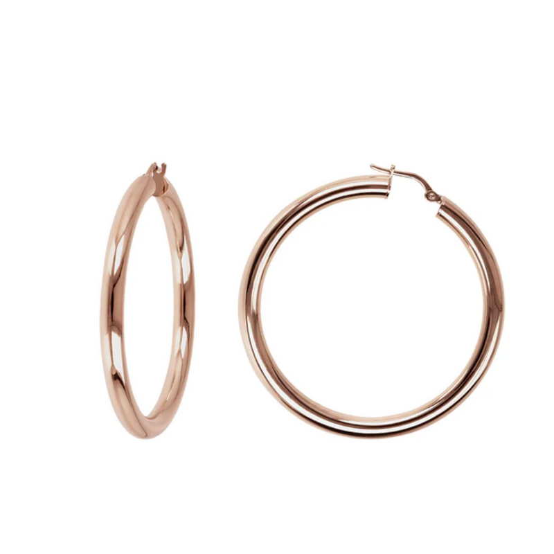 Bronzallure 18K Rose Gold Plated Shiny Hoop Earrings