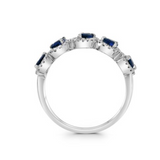 14K White Gold Diamond & Pear Shaped Sapphire Band