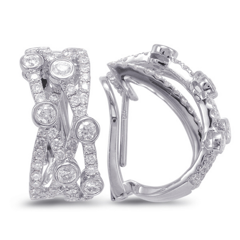 14K White Gold 1.49ctw Diamond Bezel Leverback Earrings