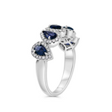 14K White Gold Diamond & Pear Shaped Sapphire Band