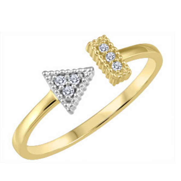 10K Yellow & White Gold Diamond Arrow Ring