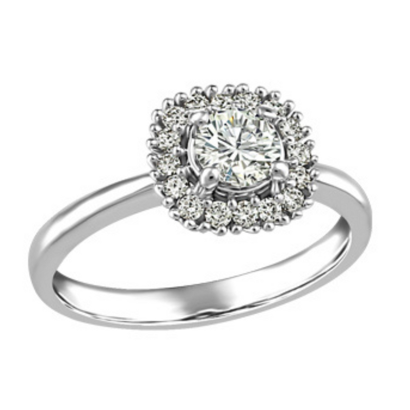 14K White Gold Canadian Diamond Halo Ring