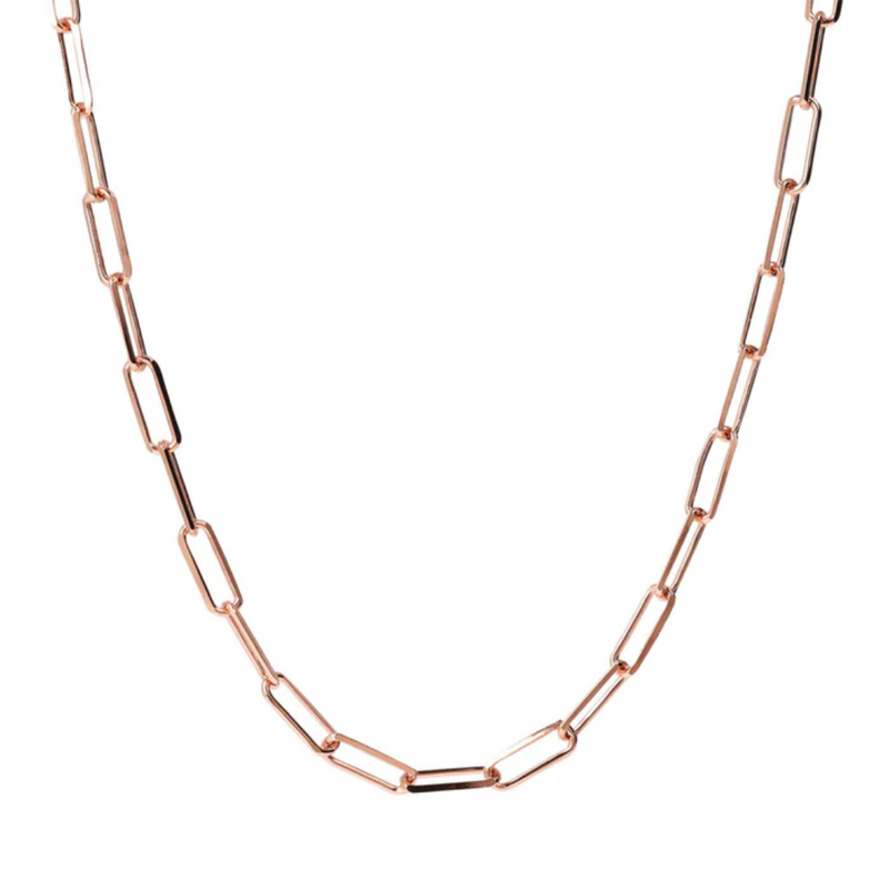 Bronzallure 18K Rose Gold Plated Paperclip Link Chain