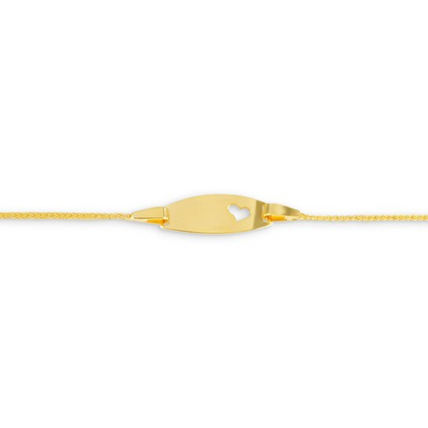 10K Yellow Gold Heart Cutout Baby ID Bracelet
