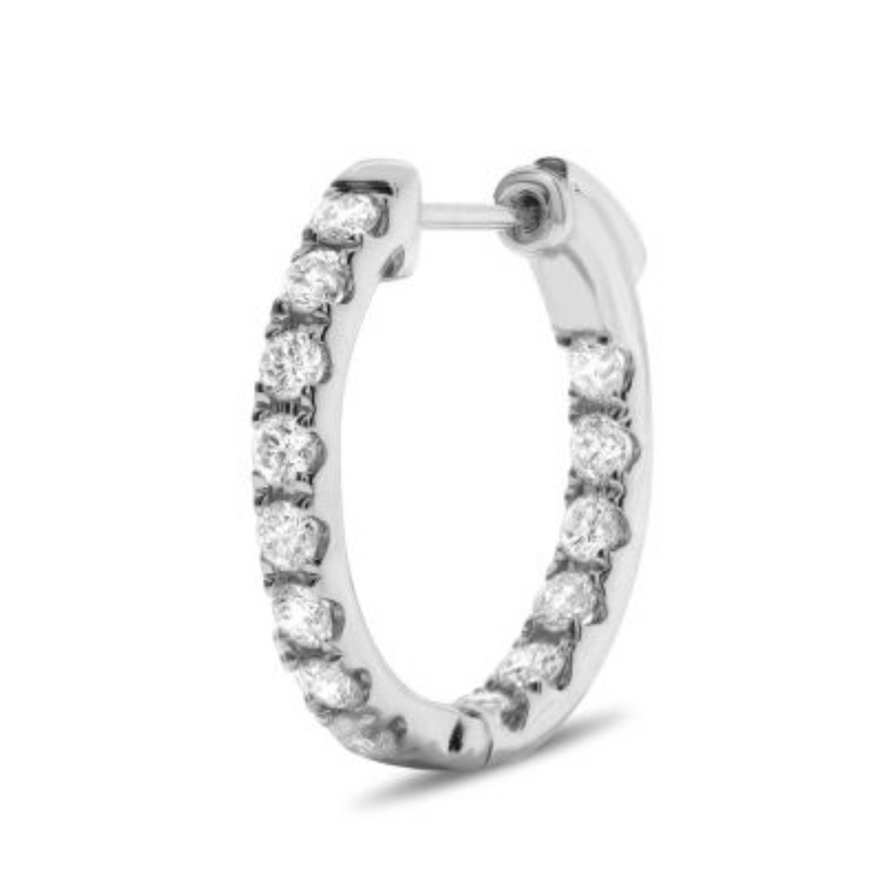 14K White Gold 3.00ctw Diamond In-Out Hoop Earrings