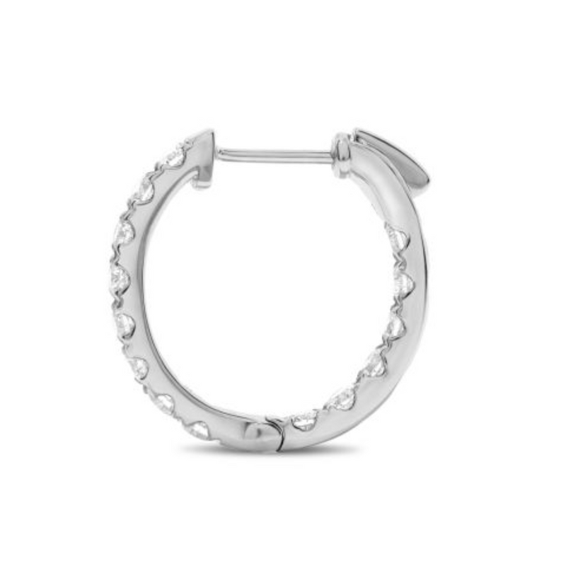 14K White Gold 3.00ctw Diamond In-Out Hoop Earrings