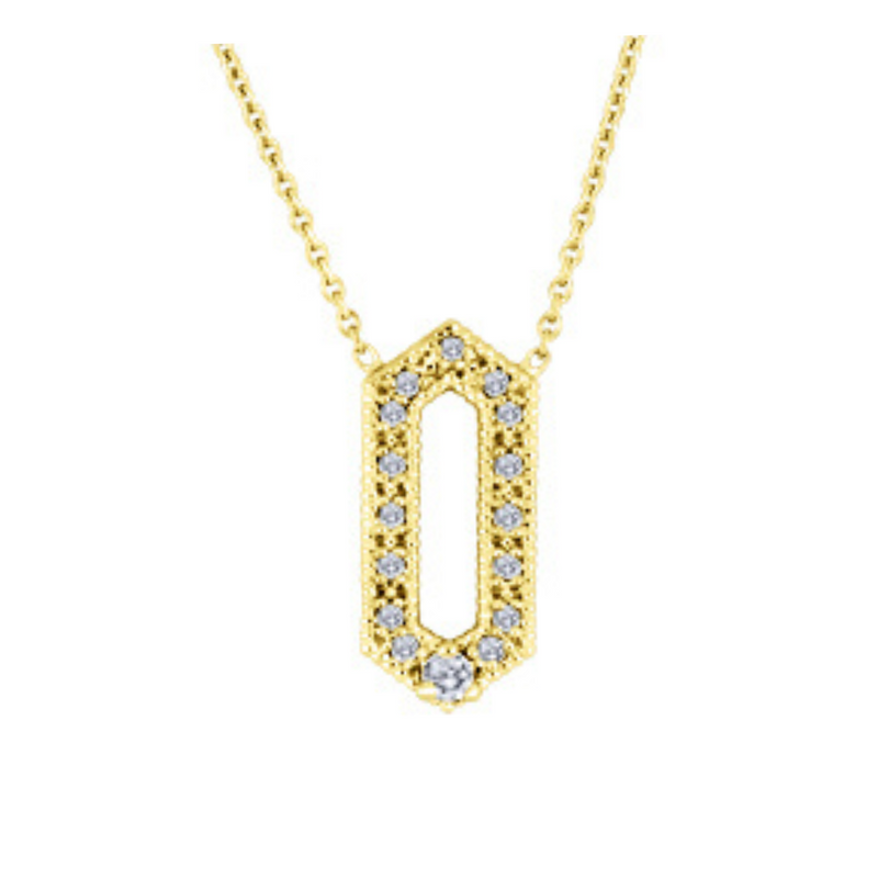 10K Yellow Gold Oblong Canadian Diamond Pendant Necklace
