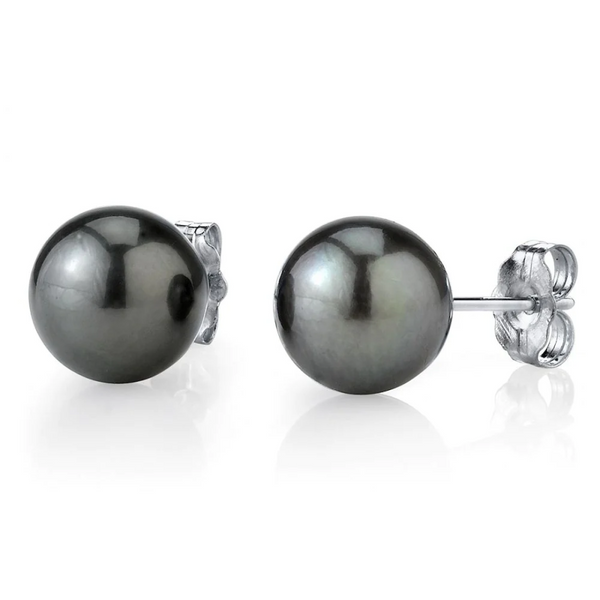 14K Tahitian Black Pearl Studs