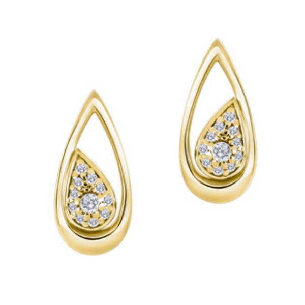 10k Yellow Gold Canadian Diamond Pear Shaped Stud Earrings