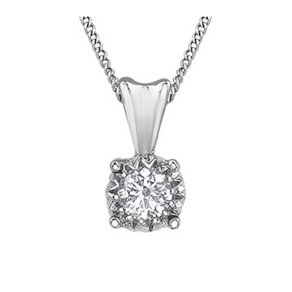 10K White Gold 0.07ctw Diamond Illuminaire Pendant with Chain