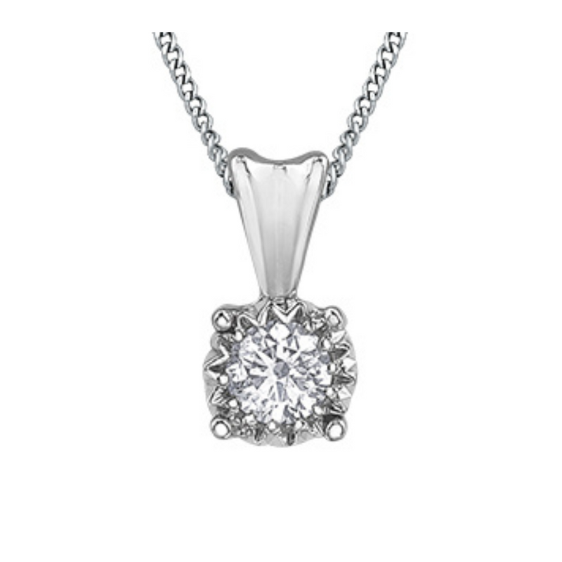 10K White Gold 0.07ctw Diamond Illuminaire Pendant with Chain