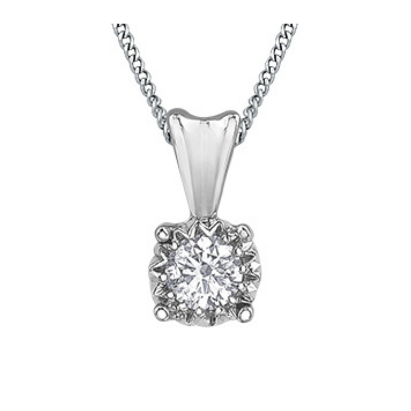 10K White Gold Diamond Illuminaire Pendant with Chain