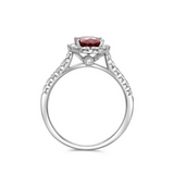 18K White Gold Diamond and Ruby Halo Ring