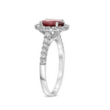 18K White Gold Diamond and Ruby Halo Ring