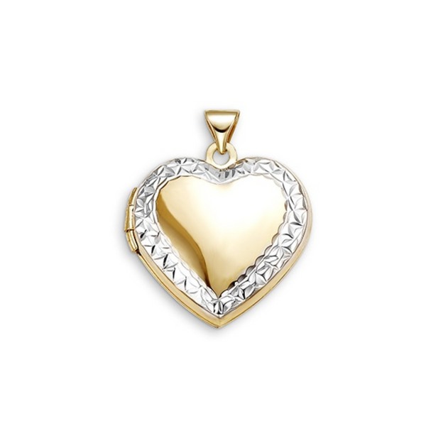 10K Yellow & White Gold Heart Shape Locket