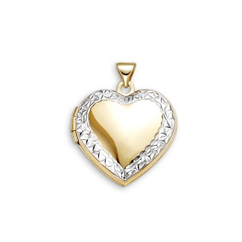 10K Yellow & White Gold Heart Shape Locket