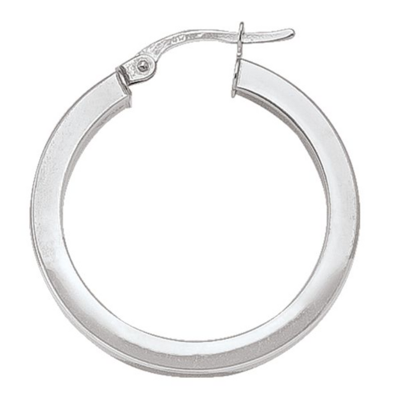 10K White Gold Squared Hoop Earrings