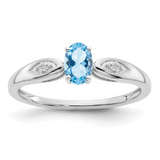 14K White Gold Diamond & Aquamarine Ring