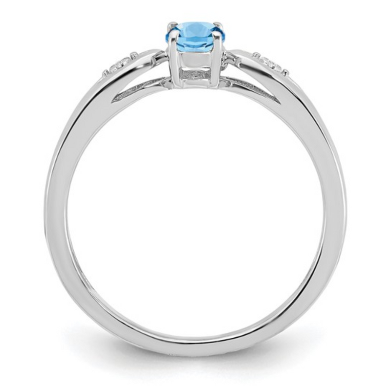 14K White Gold Diamond & Aquamarine Ring