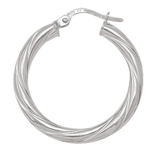 10K White Gold Large Twisted Hoop Earrings