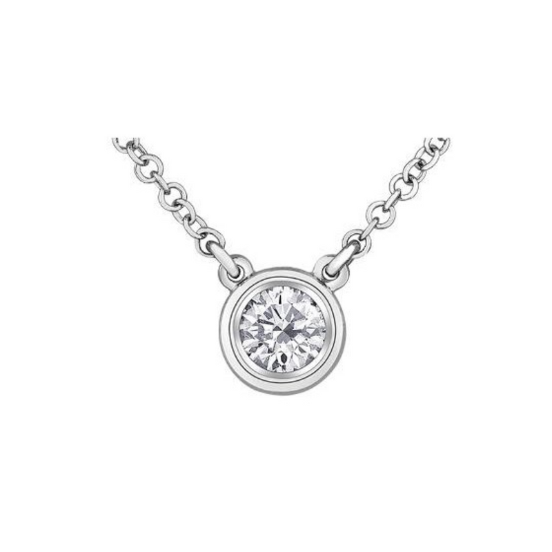 14K White Gold Canadian Diamond Bezel Necklace