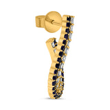 14K Yellow Gold .31ctw Diamond & Sapphire C-Hoop Earrings