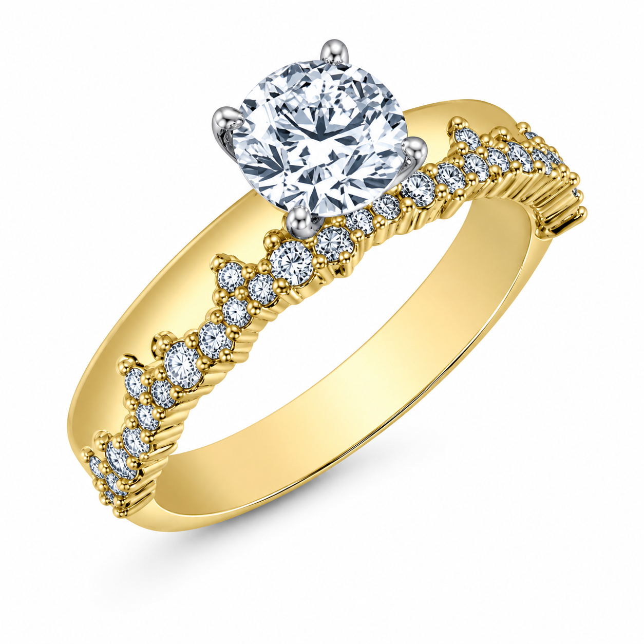 14K Yellow & White Gold 1.32CTW Canadian Diamond "Tides Of Love" Ring