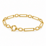 10K Yellow Gold 7.5" Mixed Link Bracelet