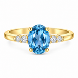 10K Yellow Gold .11CTW Diamond & Blue Topaz Ring