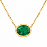 14K Yellow Gold Tsavorite Green Garnet Bezel Set Necklace