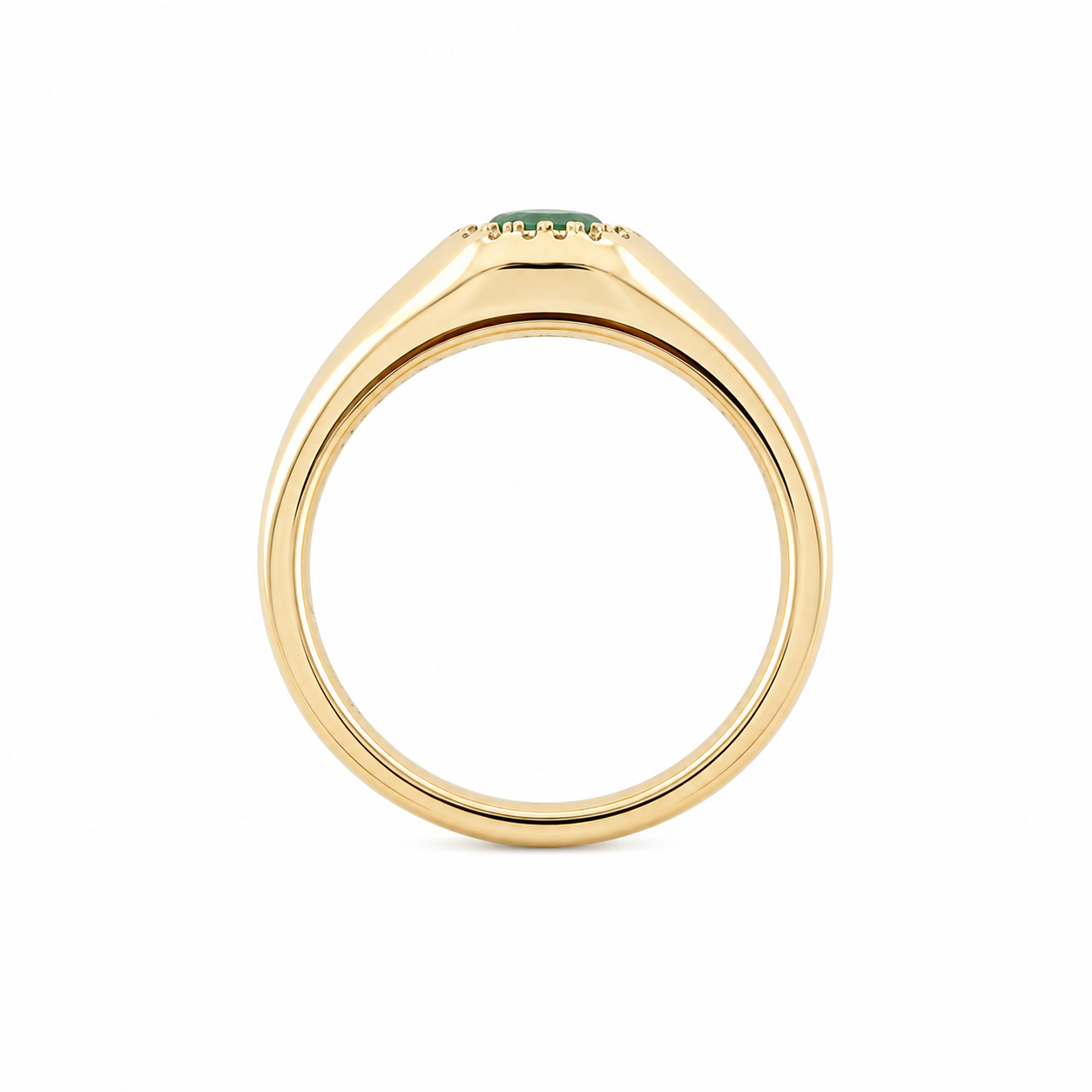 14K Yellow Gold Emerald cut & .06ctw Diamond Halo Ring