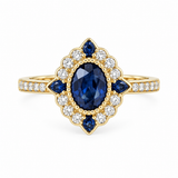 14K Yellow Gold .23CTW Diamond & Sapphire Vintage Inspired Ring