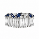 14K White Gold .12CTW Diamond & Sapphire Wide Band
