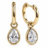 14K Yellow Gold 2.00CTW Pearshape Lab Grown Diamond Drop Huggies
