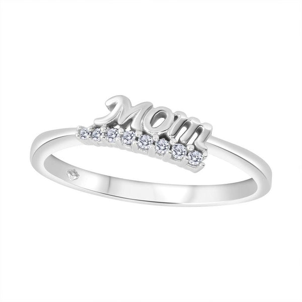 10K White Gold Diamond Mom Ring